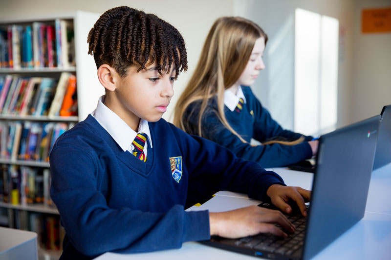 Male and female students at Christleton High School