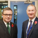 Headteacher, Damian Stenhouse welcomes Robert Buckland MP, to Chritleton High School